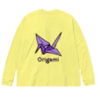 MrKShirtsのOrigami (折り紙鶴) 色デザイン ビッグシルエットロングスリーブTシャツ