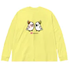 Cody the Lovebirdの仲良しクルマサカオウム&キバタン Chubby Bird ビッグシルエットロングスリーブTシャツ