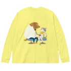 Quatre Illustrationの犬のお医者さん ビッグシルエットロングスリーブTシャツ