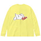 ふんわり本舗のしろねこ（with 魚） ビッグシルエットロングスリーブTシャツ