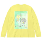 tonarichanのいぬくんとねこくん ビッグシルエットロングスリーブTシャツ