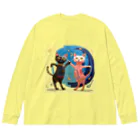 猫魚鳥時々犬等 arte♡のSuccessful Cats ♡ ビッグシルエットロングスリーブTシャツ