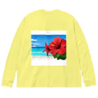 kaiminsapoのハイビスカス　リゾート　🌺　🏝️ ビッグシルエットロングスリーブTシャツ