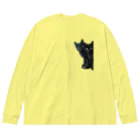 ちばっちょ【ち畳工房&猫ねこパラダイス】の黒猫は見た ビッグシルエットロングスリーブTシャツ