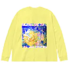 十二夜の書架の向日葵と翡翠・紫陽花の花びら（正方形） Big Long Sleeve T-Shirt