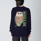 LalaHangeulのHORNED OWL (ミミズク)　バックプリント Big Long Sleeve T-Shirt