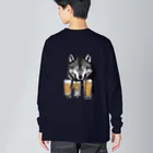 酒の一晩のDrinking Wolf ビッグシルエットロングスリーブTシャツ