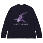 LalaHangeulのGhost Shark バックプリント Big Long Sleeve T-Shirt