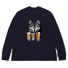 酒の一晩のDrinking Wolf ビッグシルエットロングスリーブTシャツ