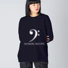 もりてつのNO BASS, NO LIFE. (白文字) ビッグシルエットロングスリーブTシャツ