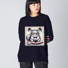 もふっとチンチラ🐭のメガネくんチンチラ ビッグシルエットロングスリーブTシャツ