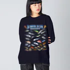 猫と釣り人のSaltwater fish_3CW ビッグシルエットロングスリーブTシャツ