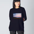 shop891のすすきと夕暮れ ビッグシルエットロングスリーブTシャツ