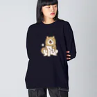 しばじるしデザインのあっあっあきた犬 ビッグシルエットロングスリーブTシャツ