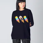 Lily bird（リリーバード）のアイスと文鳥ず① ビッグシルエットロングスリーブTシャツ