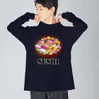 猫と釣り人のSUSHI_1R ビッグシルエットロングスリーブTシャツ