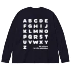 PyriteDesignの26 letters in the alphabet【Tshirt】【Design Color : White】【Design Print : Front ビッグシルエットロングスリーブTシャツ