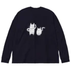 にゃーものお店のくろねこずホワイト Big Long Sleeve T-Shirt