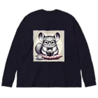 もふっとチンチラ🐭のメガネくんチンチラ ビッグシルエットロングスリーブTシャツ