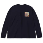 使いやすいデザインがいいね！のお花のバティック柄 鮮やか Big Long Sleeve T-Shirt