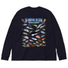 猫と釣り人のSaltwater fish_3CW ビッグシルエットロングスリーブTシャツ