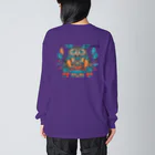 aokitaの【BLUE NORTH】ネイティブ柄ふくろう Big Long Sleeve T-Shirt