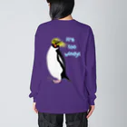 LalaHangeulのRockhopper penguin　(イワトビペンギン)　バックプリント ビッグシルエットロングスリーブTシャツ