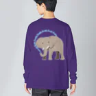 LalaHangeulのアフリカゾウさん　ハングルバージョン　背面プリントバージョン Big Long Sleeve T-Shirt