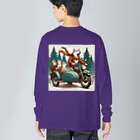 シマのバイクに乗る狼の親子 Big Long Sleeve T-Shirt