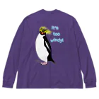 LalaHangeulのRockhopper penguin　(イワトビペンギン)　バックプリント Big Long Sleeve T-Shirt