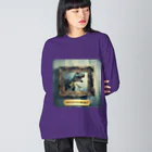 MistyStarkの飛び出す恐竜　－　dinosaur that pops out　－ Big Long Sleeve T-Shirt