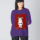 ニャジロウショップSUZURI店のガタゴロウ画伯ニャジロウ　秋色 Big Long Sleeve T-Shirt