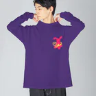 Rabbitflowerのネオンうさ（ピンク） ビッグシルエットロングスリーブTシャツ