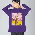 うさぎのうみちゃんねるショップのお花見うさぎ-うさぎのうみ Big Long Sleeve T-Shirt