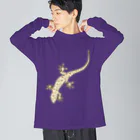 LalaHangeulのニホンヤモリさん　漢字デザイン ビッグシルエットロングスリーブTシャツ