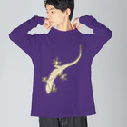 LalaHangeulのJapanese gecko(ニホンヤモリ)　英語デザイン ビッグシルエットロングスリーブTシャツ