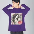 Jj-O_O-Jjの【母の日オススメ】聖母と神猫〜薔薇園〜 Big Long Sleeve T-Shirt