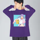 こだまちゃん起きるの槌井こだま　ノスタルジックテレフォン ビッグシルエットロングスリーブTシャツ