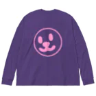 週刊少年ライジングサンズのSmile Face Pink Line Big Long Sleeve T-Shirt