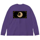 NanaN-CreeR de-RCのオリエンタル風　月とななつ星　黒背景　横額縁バージョン Big Long Sleeve T-Shirt