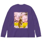 うさぎのうみちゃんねるショップのお花見うさぎ-うさぎのうみ Big Long Sleeve T-Shirt