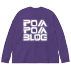 mf@PomPomBlogのPom City Four Logo（white） ビッグシルエットロングスリーブTシャツ