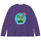 Train Kids! SOUVENIR SHOPのカエル電車「 雨♪」 Big Long Sleeve T-Shirt