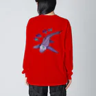 LalaHangeulのGhost Shark　ハングル版　バックプリント Big Long Sleeve T-Shirt