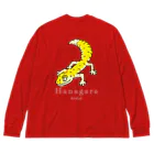 Hanagara animal cafeのモモンガと花柄アニマルカフェのロゴ入り。 ビッグシルエットロングスリーブTシャツ