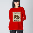 イラストカフェ（ビーグル）のWANTED BEAGLE　イラスト ビッグシルエットロングスリーブTシャツ