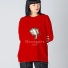 Hanagara animal cafeのモモンガと花柄アニマルカフェのロゴ入り。 Big Long Sleeve T-Shirt