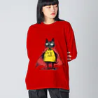 Lapis SHOPの黒猫ヒーロー ビッグシルエットロングスリーブTシャツ