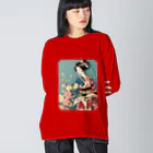 MistyStarkの着物女性の切り絵アート　―　Kimono woman paper-cutting art　ー Big Long Sleeve T-Shirt