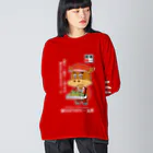 T-jet's Illustration...の［RED・NAVYBLUE］駅弁売りのモー太郎【株式会社新竹商店ライセンス品】 Big Long Sleeve T-Shirt